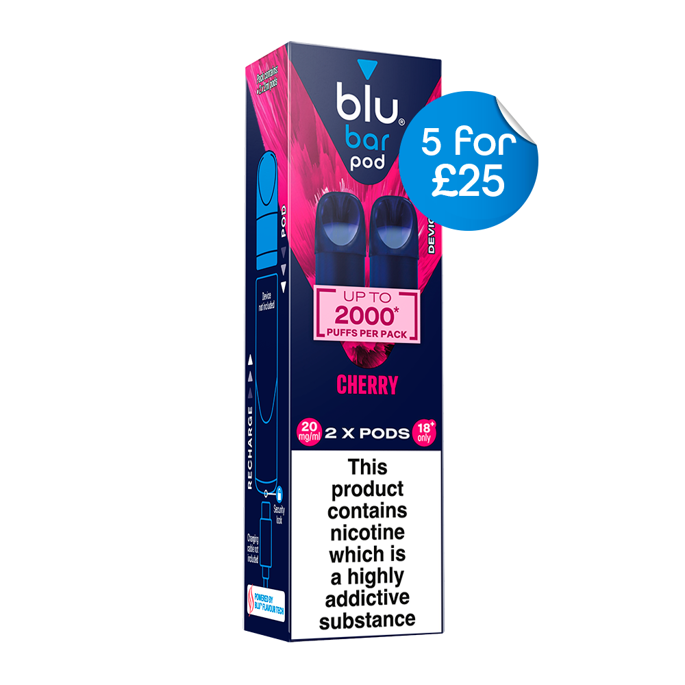 Blu Bar Replacement Vape Pods 20mg/ml Cherry 2 Pack