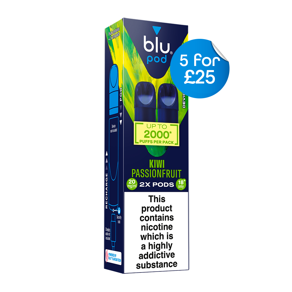 Blu Bar Pre-Filled Vape Pods Kiwi Passionfruit 20mg 2 Pack