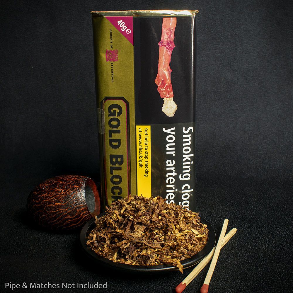 Gold Block Ribbon Cut Pipe Tobacco 40g Sweetened Virginia Blend