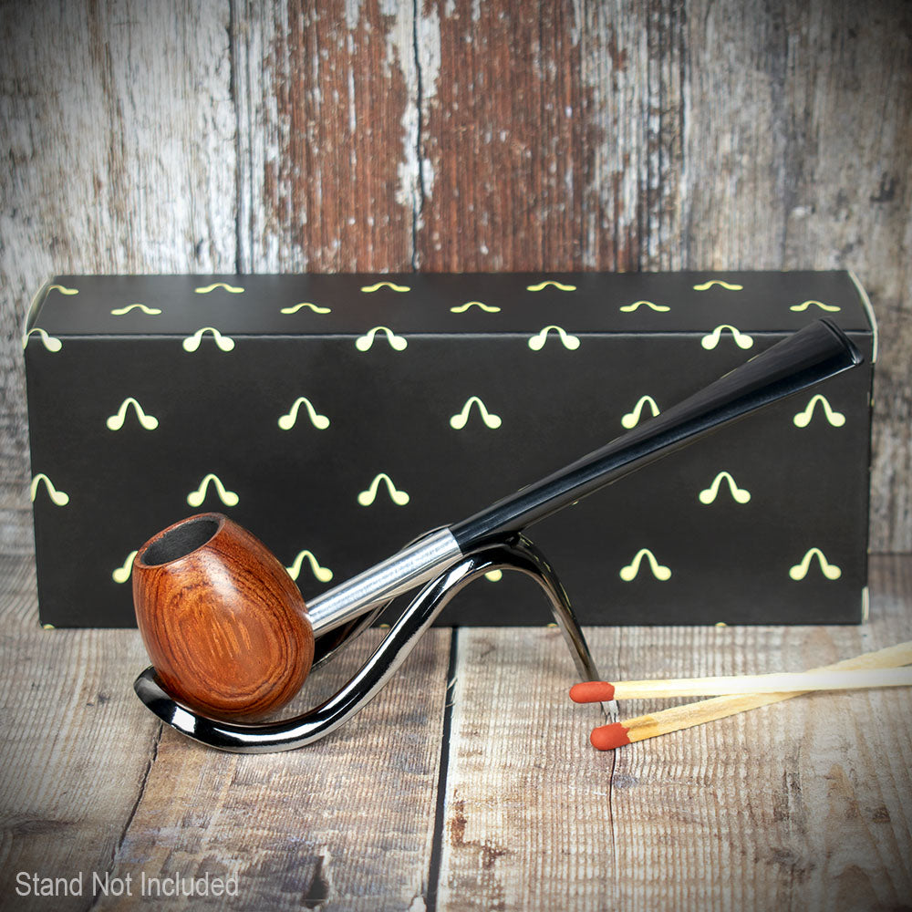 Smoke-King Straight Smoking Pipe African Poa Rosa Wood Egg Bowl - Image 2